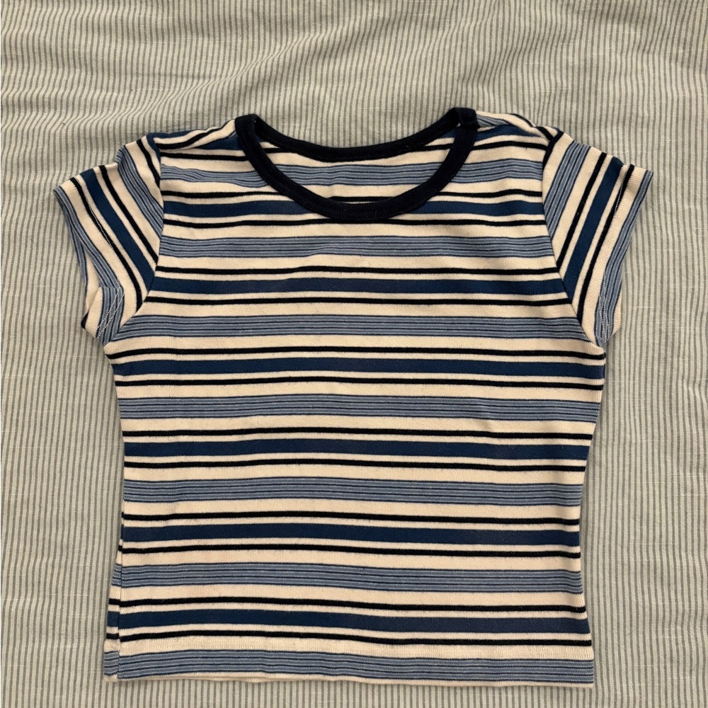 Striped Kids Shirt - Navy and Cream